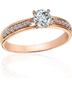 Zelta gredzens #1101246(Au-R)_CZ, Sarkanais Zelts 585°, Cirkoni, Izmērs: 20.5, 1.85 gr. Saderināšanās gredzeni