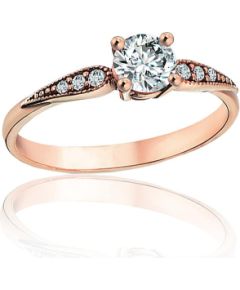 Zelta gredzens #1101245(Au-R)_CZ, Sarkanais Zelts 585°, Cirkoni, Izmērs: 18.5, 2.01 gr. Saderināšanās gredzeni