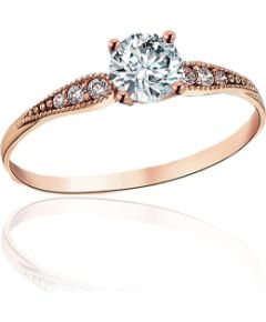 Zelta gredzens #1101244(Au-R)_CZ, Sarkanais Zelts 585°, Cirkoni, Izmērs: 18, 1.16 gr. Saderināšanās gredzeni