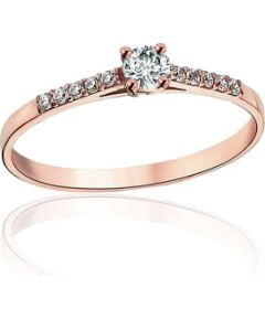 Zelta gredzens #1101243(Au-R)_CZ, Sarkanais Zelts 585°, Cirkoni, Izmērs: 18.5, 1.04 gr. Saderināšanās gredzeni