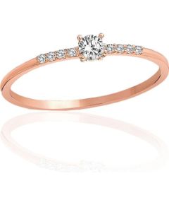 Zelta gredzens #1101242(Au-R)_CZ, Sarkanais Zelts 585°, Cirkoni, Izmērs: 16, 0.95 gr. Saderināšanās gredzeni