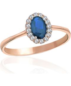 Zelta gredzens #1101241(Au-R)_CZ+CZ-B, Sarkanais Zelts 585°, Cirkoni, Izmērs: 16.5, 1.32 gr. Sieviešu