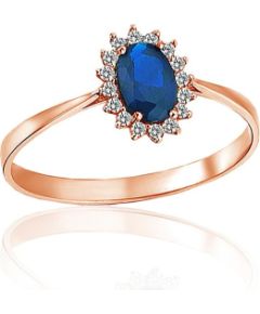 Zelta gredzens #1101240(Au-R)_CZ+CZ-B, Sarkanais Zelts 585°, Cirkoni, Izmērs: 17, 1.37 gr. Sieviešu