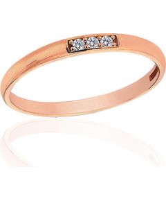 Zelta gredzens #1101237(Au-R)_CZ, Sarkanais Zelts 585°, Cirkoni, Izmērs: 17, 0.98 gr. Sieviešu