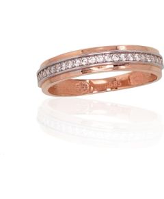 Zelta gredzens #1100878(Au-R+PRh-W)_CZ, Sarkanais Zelts 585°, rodijs (pārklājums), Cirkoni, Izmērs: 17.5, 1.59 gr. Sieviešu