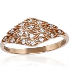 Zelta gredzens #1100179(Au-R)_CZ, Sarkanais Zelts 585°, Cirkoni, Izmērs: 19.5, 2.18 gr. Sieviešu