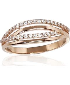 Zelta gredzens #1100178(Au-R)_CZ, Sarkanais Zelts 585°, Cirkoni, Izmērs: 21, 1.98 gr. Sieviešu