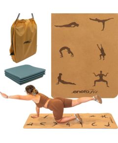 Korķa salokāms jogas paklājiņš 183x61x0,4cm ENERO FIT Vingrošanas paklājiņi