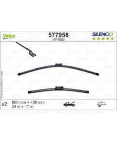 600/430 LOGU SLOTIŅU KOMPLEKTS VF958 VALEO SILENCIO FLAT Logu tīrītāja slotiņas