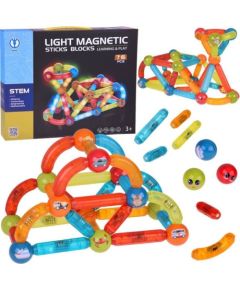 Jokomisiada Klocki magnetyczne 3D Kolorowe Podświetlane klocki dla dzieci 76ele ZA5239 Konstruktori 