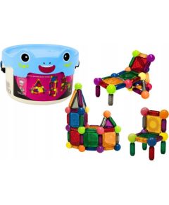 LeanToys Klocki Magnetyczne Z Podświetleniem W Wiaderku 80 Elementów Konstruktori 