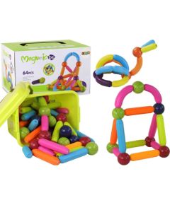 LeanToys Duży Zestaw Klocków Magnetycznych W Kuferku 64 Elementy Konstruktori 