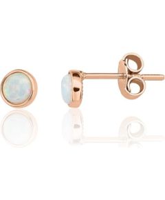 Zelta auskari-puseti #1201782(Au-R)_OP-W, Sarkanais Zelts 585°, Opalīts, 0.78 gr. Puseti klasiskie