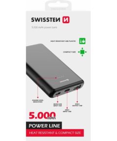 Swissten Line Power Bank Переносная зарядная батарея USB / USB-C / Micro USB / 10W / 5000 mAh Power-банки
