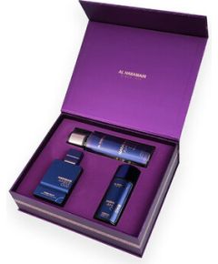 Al Haramain Amber Oud Dubai Night Dárková sada Extrait de parfum 75 ml, extrait de parfum 30 ml a tělový závoj 250 ml 75ml Dāvanu komplekti