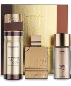 Al Haramain Amber Oud Gold Edition Extreme Dárková sada Extrait de Parfum 75 ml, extrait de parfum 30 ml a tělový závoj 250 ml 75ml Dāvanu komplekti