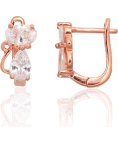 Sudraba auskari ar 'angļu' slēdzēju #2204287(PAu-R)_CZ, Sudrabs 925°, sarkanais zelts (pārklājums), Cirkoni, 2.6 gr. Ar "angļu" slēdzēju