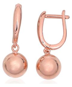 Серебряные серьги на английском замке #2203855(PAu-R), Серебро 925°, красное золото (покрытие), 4.4 гр. Ar "angļu" slēdzēju