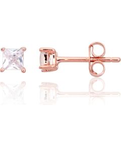 Sudraba auskari-puseti #2203739(PAu-R)_CZ, Sudrabs 925°, sarkanais zelts (pārklājums), Cirkoni, 0.6 gr. Puseti