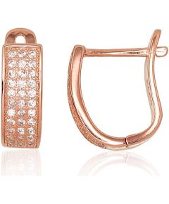 Sudraba auskari ar 'angļu' slēdzēju #2203108(PAu-R)_CZ, Sudrabs 925°, sarkanais zelts (pārklājums), Cirkoni, 2.7 gr. Ar "angļu" slēdzēju