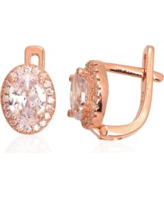 Sudraba auskari ar 'angļu' slēdzēju #2202954(PAu-R)_CZ, Sudrabs 925°, sarkanais zelts (pārklājums), Cirkoni, 2.7 gr. Ar "angļu" slēdzēju