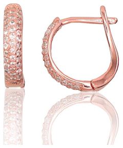 Серебряные серьги на английском замке #2202952(PAu-R)_CZ, Серебро 925°, красное золото (покрытие), Цирконы, 2 гр. Ar "angļu" slēdzēju