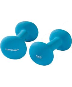 Tunturi Neoprēna hanteles, 5 kg, Zilas, Pāris Svaru ripas un stieņi