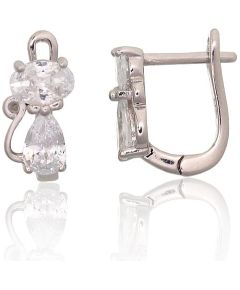 Sudraba auskari ar 'angļu' slēdzēju #2204287(PRh-Gr)_CZ, Sudrabs 925°, rodijs (pārklājums), Cirkoni, 2.6 gr. Ar "angļu" slēdzēju