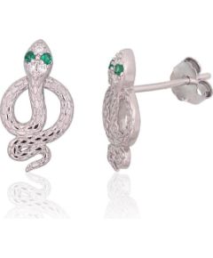 Sudraba auskari-puseti #2204268(PRh-Gr)_CZ+CZ-G, Sudrabs 925°, rodijs (pārklājums), Cirkoni, 1.4 gr. Puseti