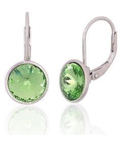 Серебряные серьги на английском замке #2204267(PRh-Gr)_SV-LG, Серебро 925°, родий (покрытие), Кристаллы, 2.7 гр. Ar "angļu" slēdzēju