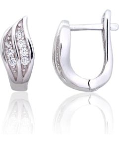 Sudraba auskari ar 'angļu' slēdzēju #2203850(PRh-Gr)_CZ, Sudrabs 925°, rodijs (pārklājums), Cirkoni, 2.6 gr. Ar "angļu" slēdzēju