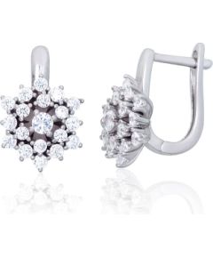 Sudraba auskari ar 'angļu' slēdzēju #2203849(PRh-Gr)_CZ, Sudrabs 925°, rodijs (pārklājums), Cirkoni, 5.6 gr. Ar "angļu" slēdzēju