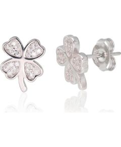 Sudraba auskari-puseti #2203675(PRh-Gr)_CZ, Sudrabs 925°, rodijs (pārklājums), Cirkoni, 1.9 gr. Puseti