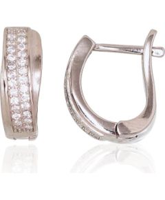 Sudraba auskari ar 'angļu' slēdzēju #2203107(PRh-Gr)_CZ, Sudrabs 925°, rodijs (pārklājums), Cirkoni, 2.9 gr. Ar "angļu" slēdzēju