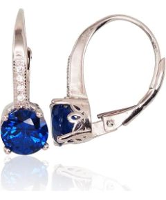 Sudraba auskari ar 'angļu' slēdzēju #2203102(PRh-Gr)_CZ+CZ-DB, Sudrabs 925°, rodijs (pārklājums), Cirkoni, 2 gr. Ar "angļu" slēdzēju