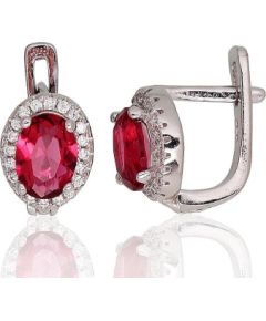 Sudraba auskari ar 'angļu' slēdzēju #2202954(PRh-Gr)_CZ+CZ-RO, Sudrabs 925°, rodijs (pārklājums), Cirkoni, 2.3 gr. Ar "angļu" slēdzēju