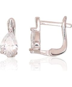 Sudraba auskari ar 'angļu' slēdzēju #2202948(PRh-Gr)_CZ, Sudrabs 925°, rodijs (pārklājums), Cirkoni, 1.8 gr. Ar "angļu" slēdzēju