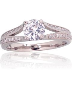 Sudraba gredzens #2101815(PRh-Gr)_CZ, Sudrabs 925°, rodijs (pārklājums), Cirkoni, Izmērs: 16.5, 2.9 gr. Saderināšanās gredzeni