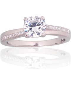 Sudraba gredzens #2101812(PRh-Gr)_CZ, Sudrabs 925°, rodijs (pārklājums), Cirkoni, Izmērs: 18, 2.3 gr. Saderināšanās gredzeni