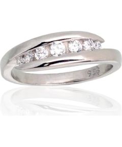 Sudraba gredzens #2101803(PRh-Gr)_CZ, Sudrabs 925°, rodijs (pārklājums), Cirkoni, Izmērs: 17, 3 gr. Sieviešu