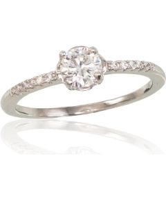 Sudraba gredzens #2101551(PRh-Gr)_CZ, Sudrabs 925°, rodijs (pārklājums), Cirkoni, Izmērs: 18, 1.5 gr. Saderināšanās gredzeni