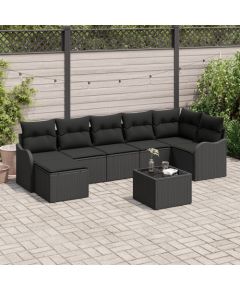 vidaXL 8-częściowy zestaw sofy ogrodowej z poduszkami Beżowy polirattan, vidaXL 2-osobowa sofa ogrodowa z poduszkami Czarny polirattan Dārza mēbeļu komplekti