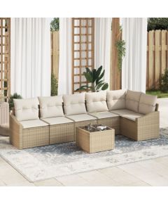 vidaXL Zestaw Sof Ogrodowych  7 Części z Poduszkami Brązowy Polirattan Dārza mēbeļu komplekti