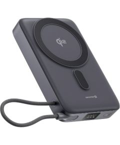 Swissten Qi2 MagSafe 15W ar iebūvētu vadu USB-C Portatīvais akumulātors 10000 mAh Power Banks