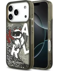 Karl Lagerfeld Apple  iPhone 17 Pro Silicone case with MagSafe Liquid Glitter Choupette Logo Black Neoriģinālie Maciņi