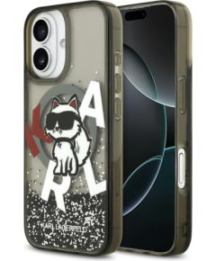 Karl Lagerfeld Apple  iPhone 17 Silicone case wiht MagSafe Liquid Glitter Choupette Logo Black Neoriģinālie Maciņi