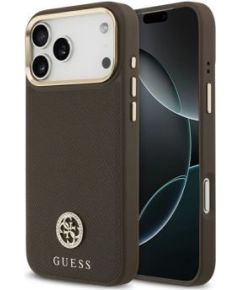 Guess Apple  iPhone 17 Pro Max Silicone case with MagSafe Grained Strass Logo Brown Neoriģinālie Maciņi