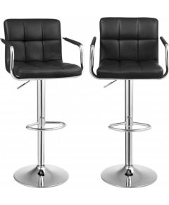 Songmics Zestaw 2 hokerów barowych z podłokietnikami elastyczne imitacja skóry czarne 38x44,5x115cm Virtuves krēsli