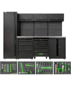 Darbnīcas modulārā uzglabāšanas sistēma (18 gab.) - MELNS + INOX JBM Darbagaldi un darbnīcu mēbeles 