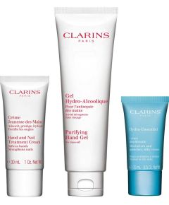Clarins CLARINS SET (PURIFYING HAND GEL 100ML+HAND TREATMENT CREAM 30ML+HYDRA ESSENTIEL CREAM 15ML) Парфюмерные наборы
